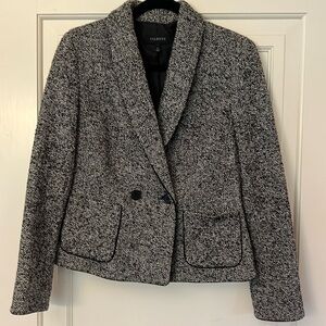 Like NEW Talbots black/white tweed shawl collared jacket